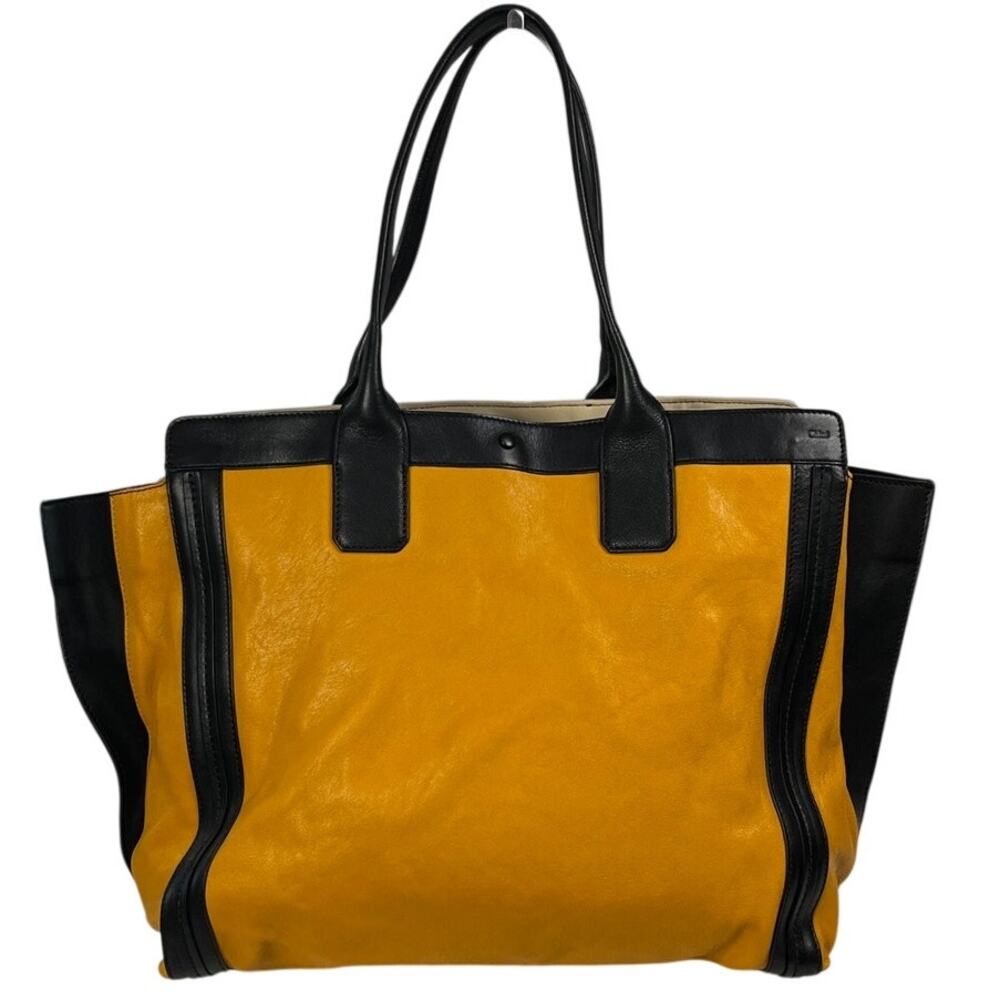 Chloé Alison Large Leather Tote Bag Mustard Yellow Black Colorblock 2013 - Picture 7 of 16